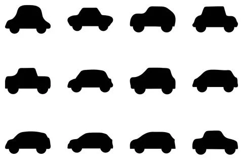 Simple cute car doodle icon set. Vector automotive vehicle in flat style Stock Illustration