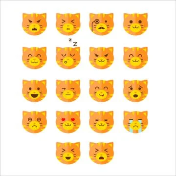 Simple cute cat emoticons Stock Illustration