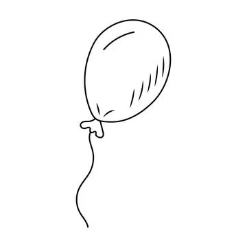 Simple cute doodle air balloon. Hand drawn line art vector illustration. Stock Illustration