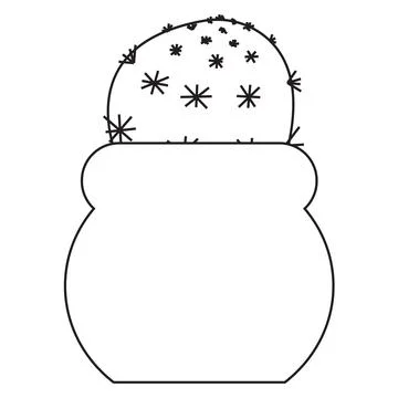 Simple cute little cactus in ceramic pot in doodle style. Vector illustrati.. Stock Illustration