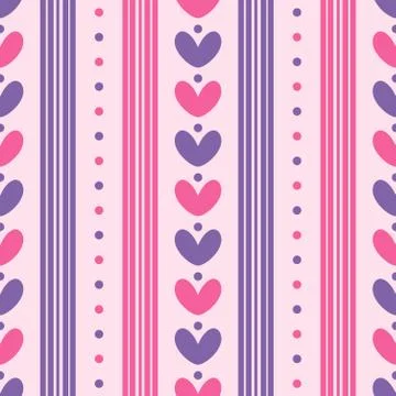 Simple Cute Love Dot Line Vertical Decorative Seamless Pattern Background Stock Illustration