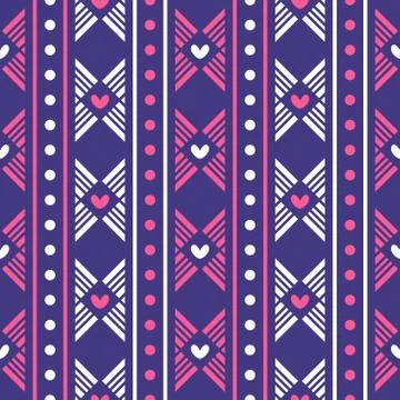 Simple Cute Love Dot Rhombus Line Vertical Decorative Seamless Pattern Stock Illustration