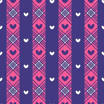 Simple Cute Love Line Vertical Decorative Seamless Pattern Background Wallpaper Stock Illustration