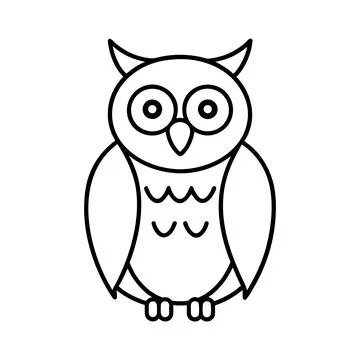 Simple Cute Outline Owl Vector Illustration for Coloring Pages and Design Stock Illustration