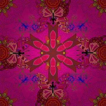 Simple cute pattern for card, print. Embroidery trend floral seamless pattern wi Stock Illustration