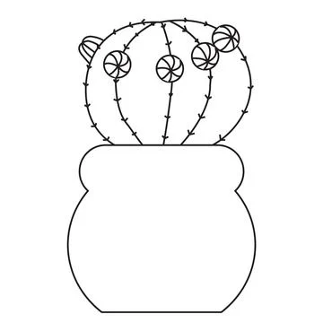 Simple cute round cactus with branches in doodle style. Vector illustration.. Stock Illustration