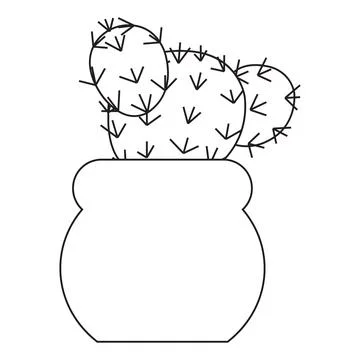 Simple cute round cactus in a pot in doodle style. Vector illustration isol.. Stock Illustration
