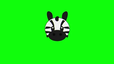 Simple Cute Zebra Face Illustration on Green Screen 4K Video Stockbeeldmateriaal 333599070