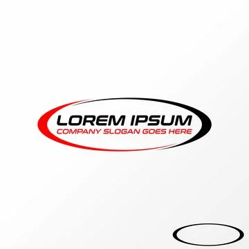 Simple cutting ellipse emblem template to initial around unique sign Illustrazione stock