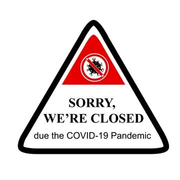 Simple Cutting Sticker, Vector Prohibited Sign, We are closed, due Covid-19 P Stock Illustration