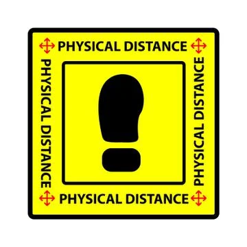 Simple Cutting Sticker, Vector Square Warning, physical or social distance, P Stock Illustration