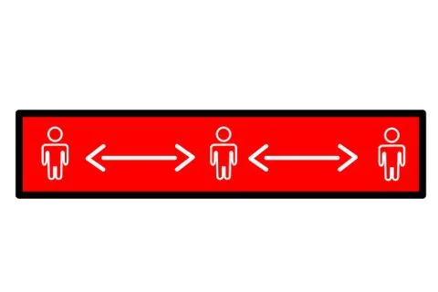 Simple Cutting Sticker, Vector Square Warning, physical or social distance, P Illustrazione stock