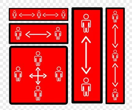 Simple Cutting Sticker, Vector Square Warning, physical or social distance, P Stock Illustration