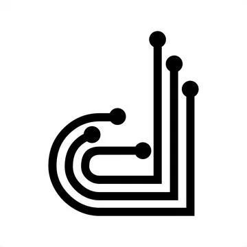 Simple d, ddd, djd, dd initials geometric network line and digital data logo Illustrazione stock