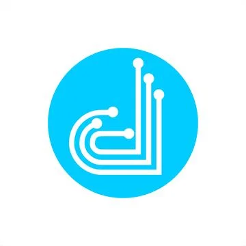 Simple d, ddd, djd, dd initials geometric network line and digital data logo Illustrazione stock