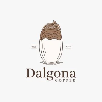 Simple Dalgona coffee logo design on white background Stock Illustration