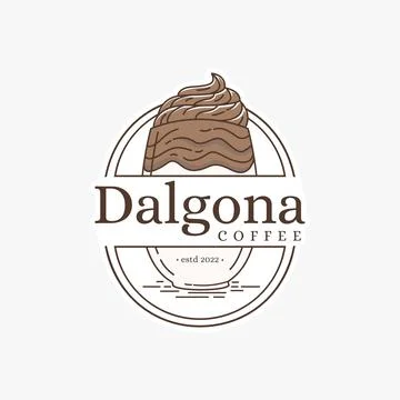 Simple Dalgona coffee logo design on white background Stock Illustration