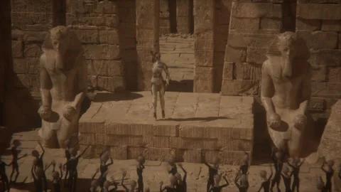 A simple dance introduces the queen mummy’s cosmic performance Stock Footage 293632925