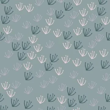 SImple dandelion flowers seamless pattern on green background. Soft organic w Illustrazione stock