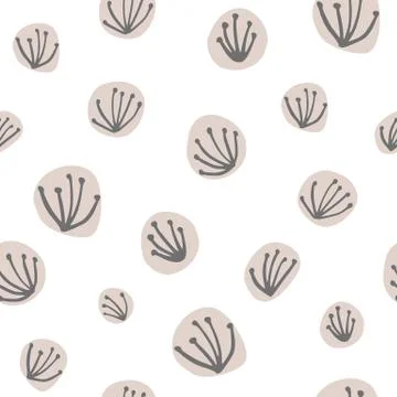 Simple dandelion seamless pattern. Scandinavian style. Cute dandelion seed. O Illustrazione stock