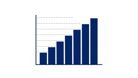 Simple dark blue bar graph with increasing height on white. Corporate simpl.. Stock Footage 338240394