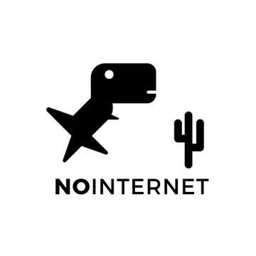 Simple dark dinosaur icon with no internet text. Stock Illustration