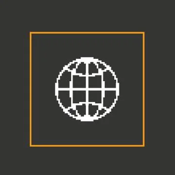 Simple dark pixel icon planet. Vector design Stock Illustration
