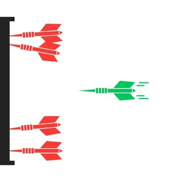 Simple dart flies at the target or goal Stock Illustration
