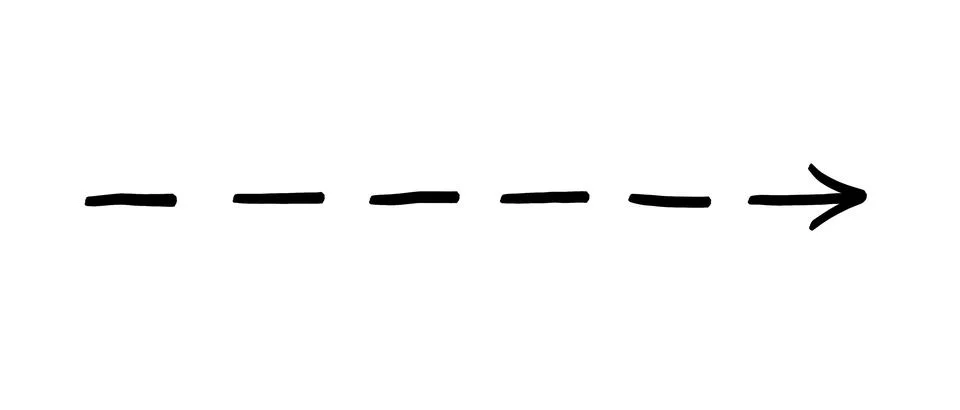 Simple dashed line with an arrow pointing to the right on transparent Stock Illustration