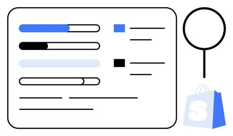Simple Data Display with Progress Bars and Shopping Bag Symbol Ilustración de archivo