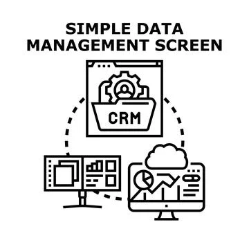 Simple data management screen analyzing customer data in cloud Stock Illustration