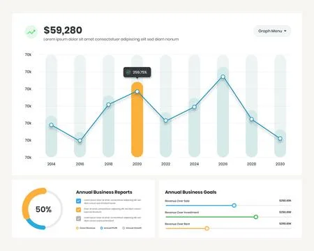 Simple data presentation graph and dashboard ui elements design イラスト素材