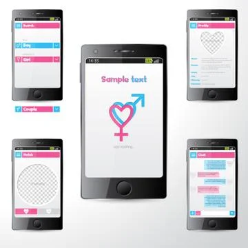 Simple dating mobile application ui Stock Illustration