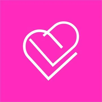 Simple DD, PP, DP initials line art company logo with heart shape symbol Stock Illustration