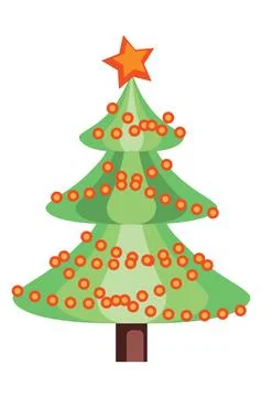 Simple decorated Christmas tree Stockillustratie