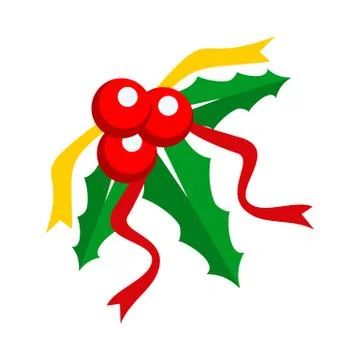 Simple Decorated Holly Berry Vector Illustration Stock Illustration