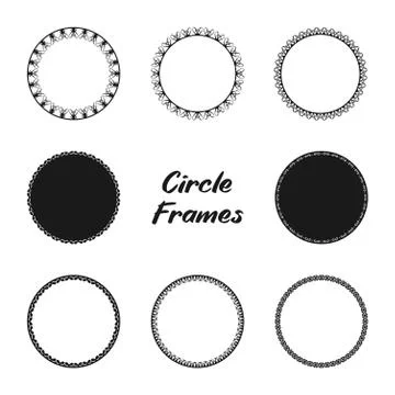Simple Decorative Circle Frames Set for label, badge, packaging Stock Illustration