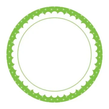 Simple Decorative Green Circular Frame with Scalloped Inner Border Stock Illustration