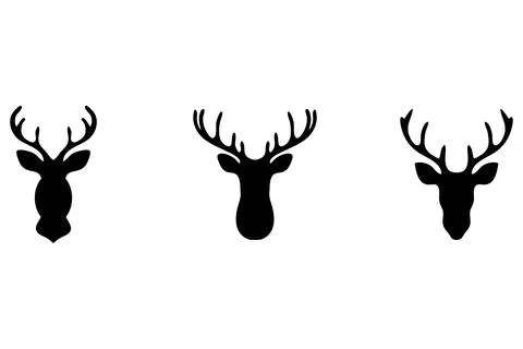 Simple deer head illustration design set Stock Illustration