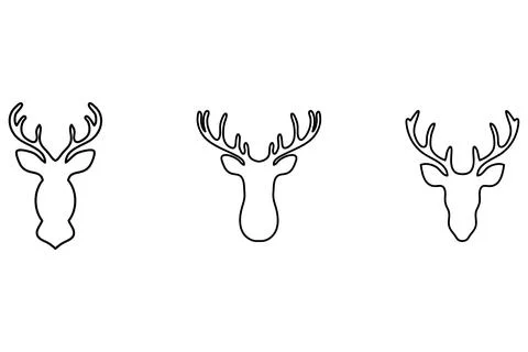 Simple deer head outline design set Stock Illustration