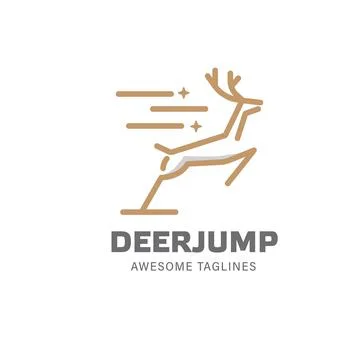 Simple deer jump linear logo Stock Illustration