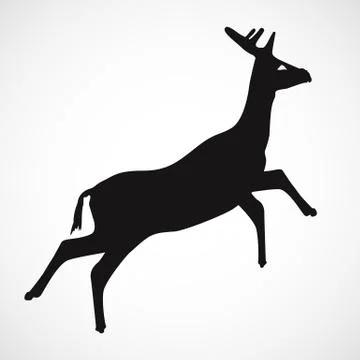Simple deer silhouette with white background, vector Stock Illustration
