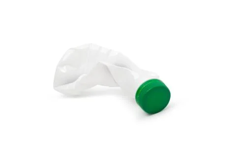 Simple deformed plastic bottle isolated on a white Stock-Fotos