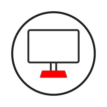A simple depiction of computer screen inside circle signifying digital worl.. Stock-Illustration