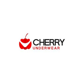 Simple design CHERRY UNDERWEAR fruit logo design Stock Illustration