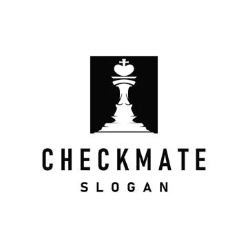 Simple design chess logo chess game concept silhouette vintage retro template Stock Illustration
