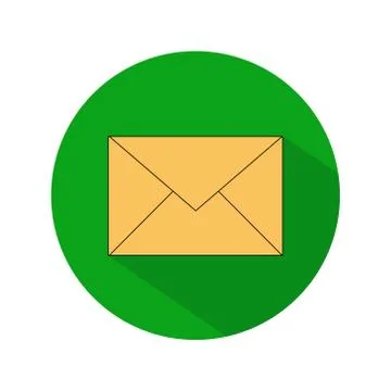 Simple design of a closed envelope in a green circle Stock Illustration