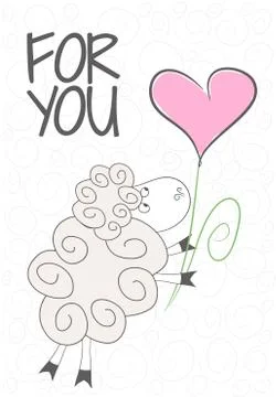 Simple design of cute sheep Stock Illustration
