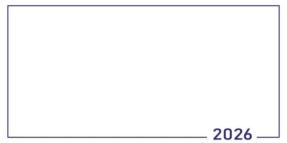 Simple design with dark blue borders and 2026 2026 year numbers, ideal for year Illustrazione stock