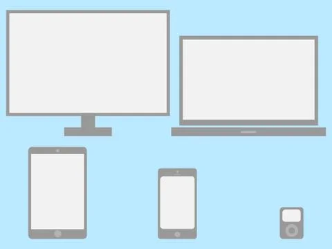 Simple design of different computer's devices Stock Illustration